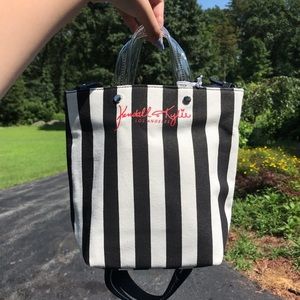 NEW KendallAndKylie Black White Striped Tote Bag